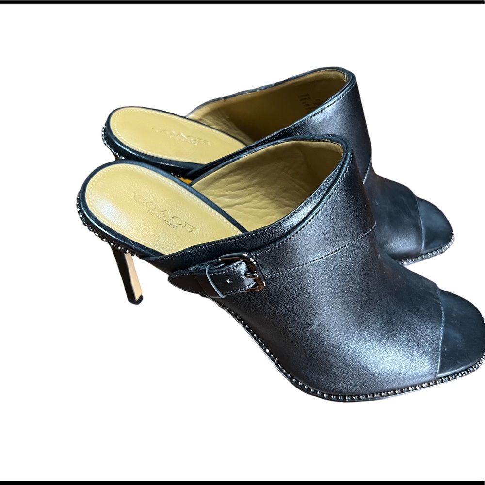 Coach Women Maple Open Toe Mules  Black Heels Size 10M